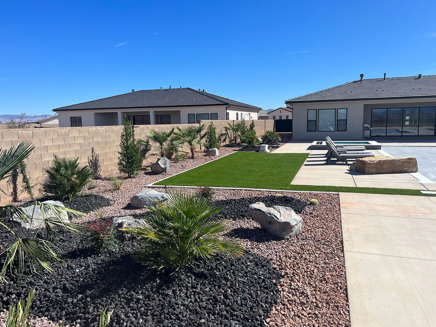 Backyard landscaping detail