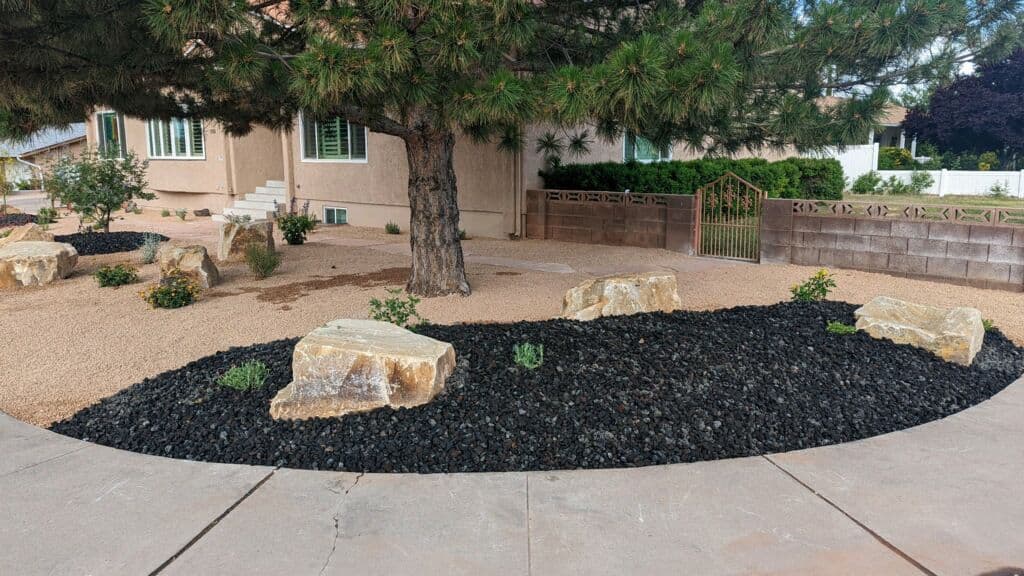 Decorative rock landscaping